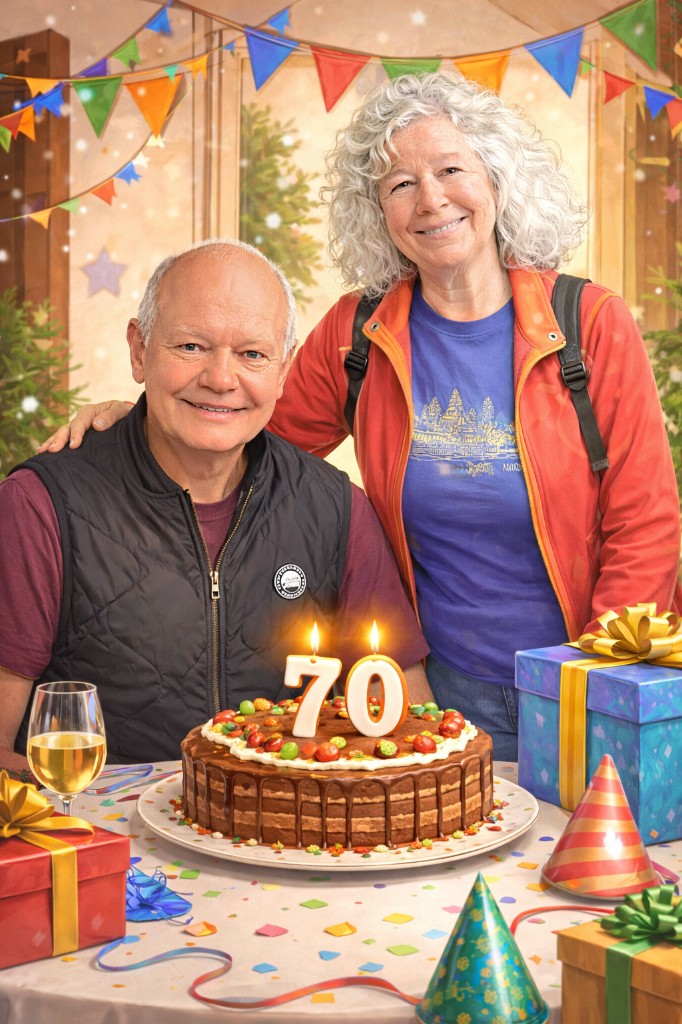 Par med 70-års kage